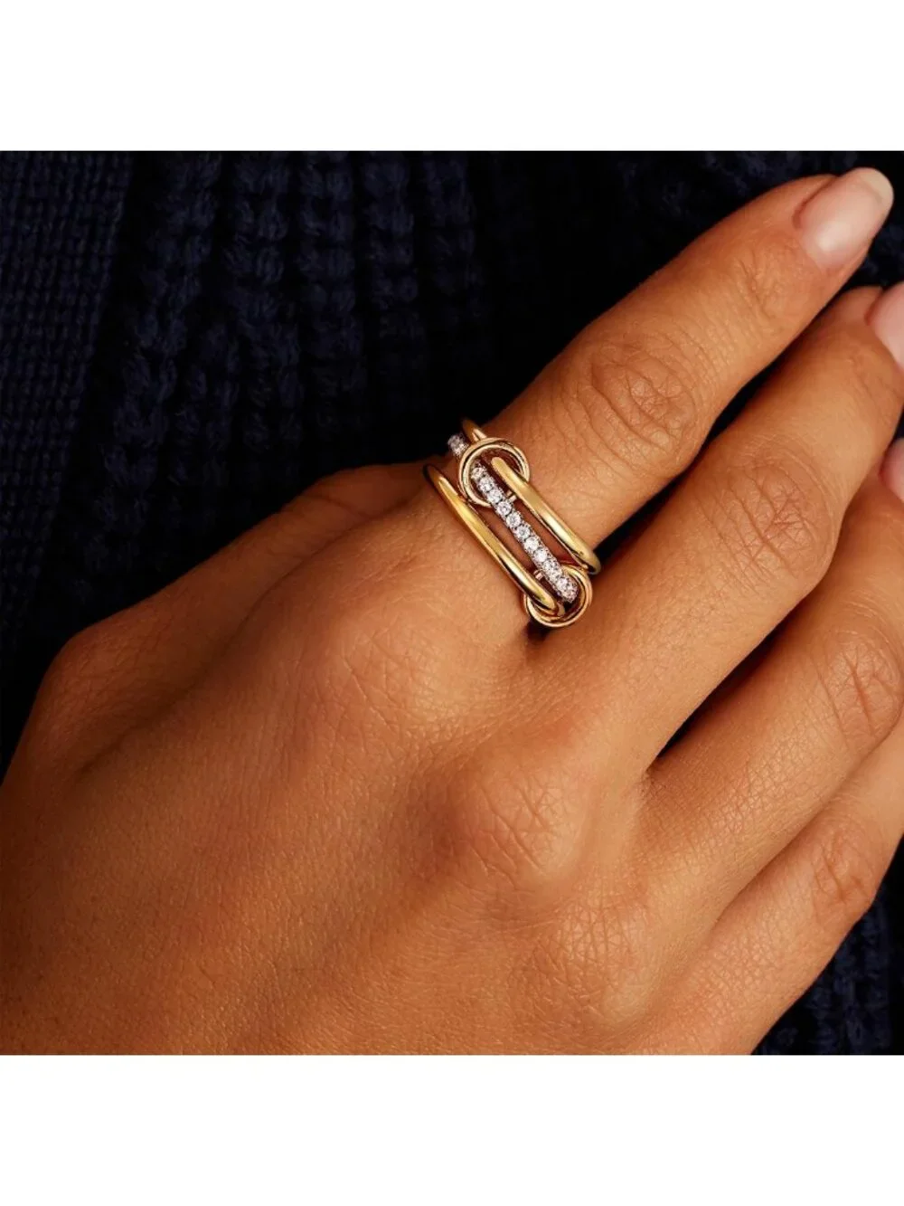 Gold Stackable Rings for Women - Non-Tarnish 14K Plated, Dainty Cubic Zirconia